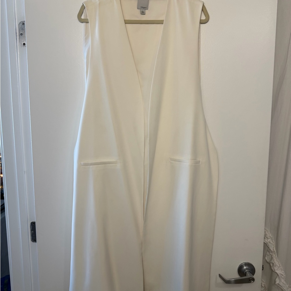 Halogen white Sleeveless long vest